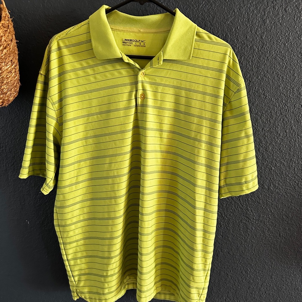 Nike golf Green Striped Polo Shirt
